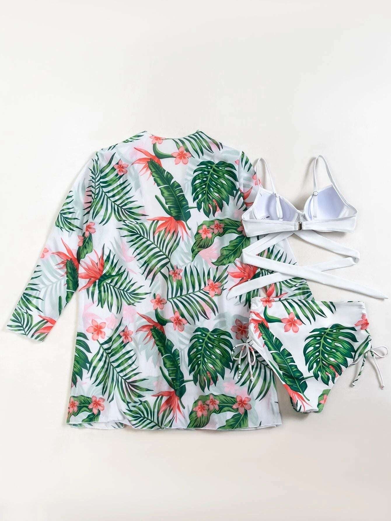 Beachwear Bikini Set, Mesh Split Swimsuit, Trendy Swimwear Collection - available at Sparq Mart