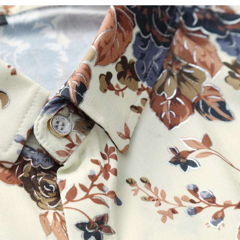 Beige Floral Apparel, Men's Floral Shirt, Trendy Floral Top - available at Sparq Mart