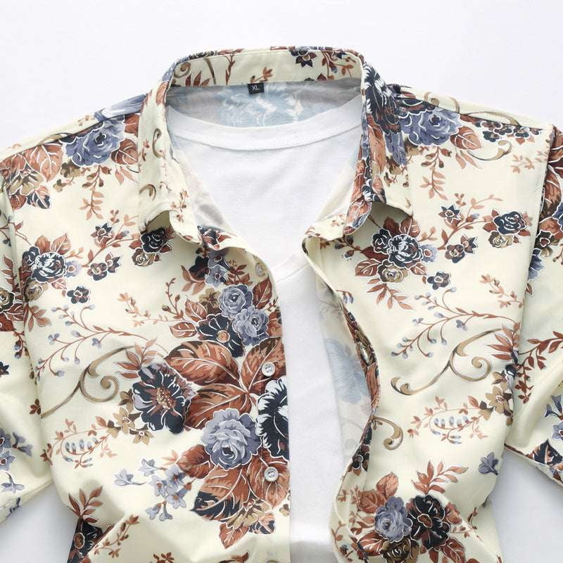 Beige Floral Apparel, Men's Floral Shirt, Trendy Floral Top - available at Sparq Mart