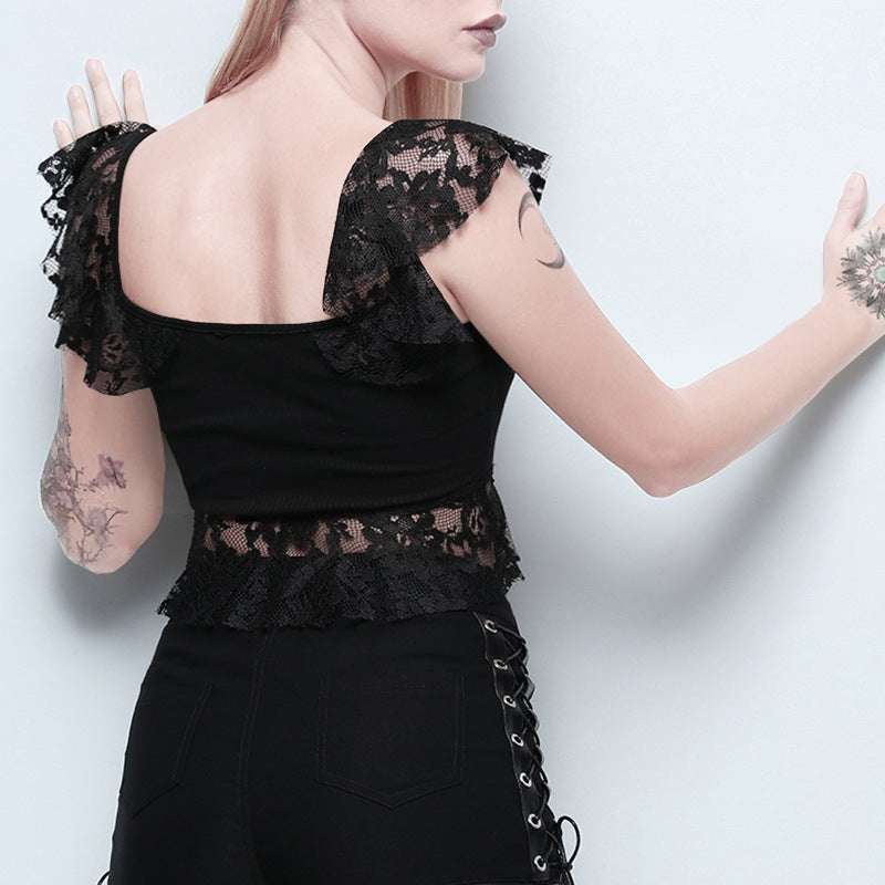 Lace top, One shoulder, Open waist - available at Sparq Mart