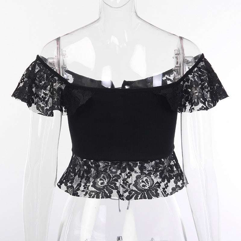 Lace top, One shoulder, Open waist - available at Sparq Mart