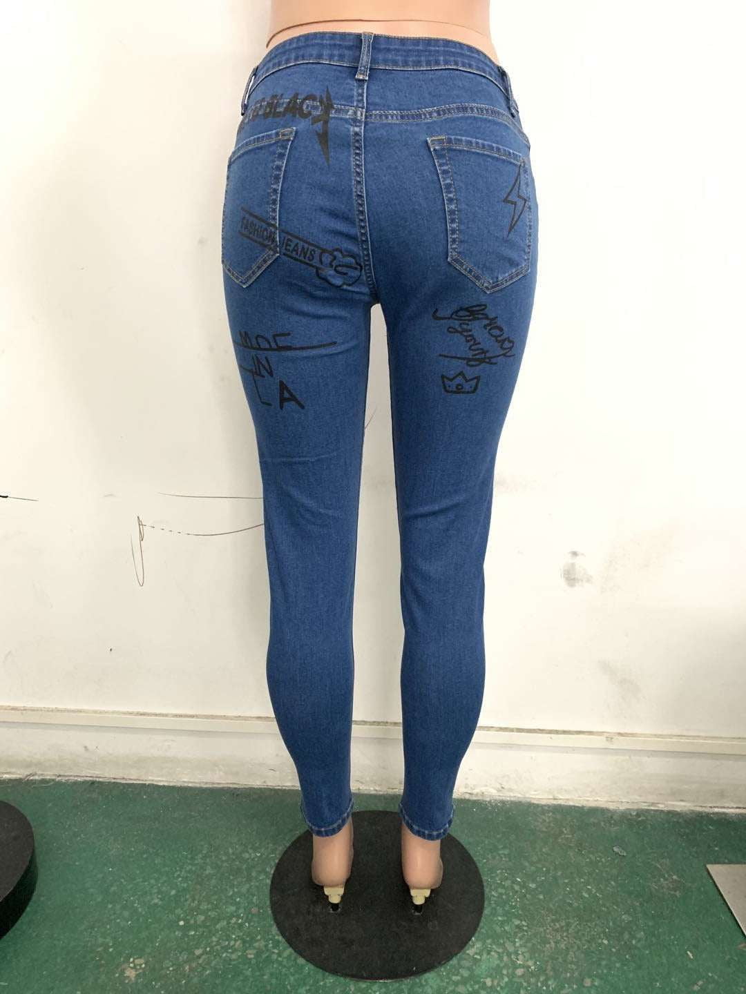 Blue Denim Fashion, Designer Jeans Sale, Printed Jeans Trend - available at Sparq Mart