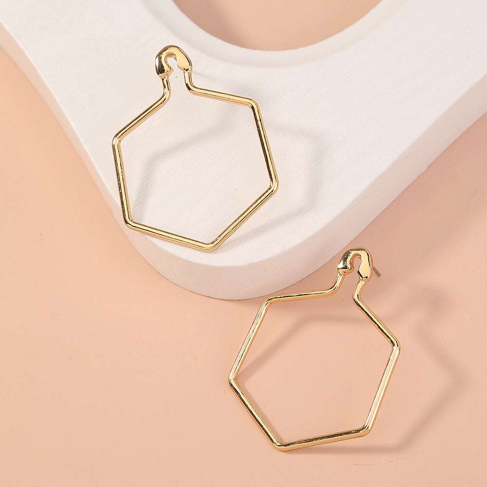 Geometric Design, Pin Stud Earrings, Trendy Gold Earrings - available at Sparq Mart