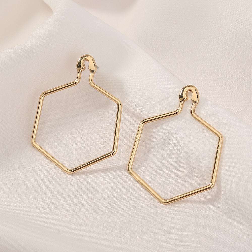 Geometric Design, Pin Stud Earrings, Trendy Gold Earrings - available at Sparq Mart