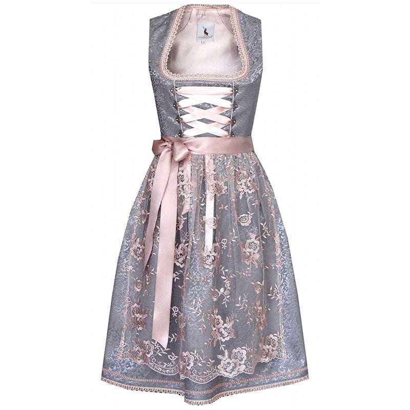 Patterned Polyester Dress, Pink Princess Sleeve, Square Collar Dress - available at Sparq Mart