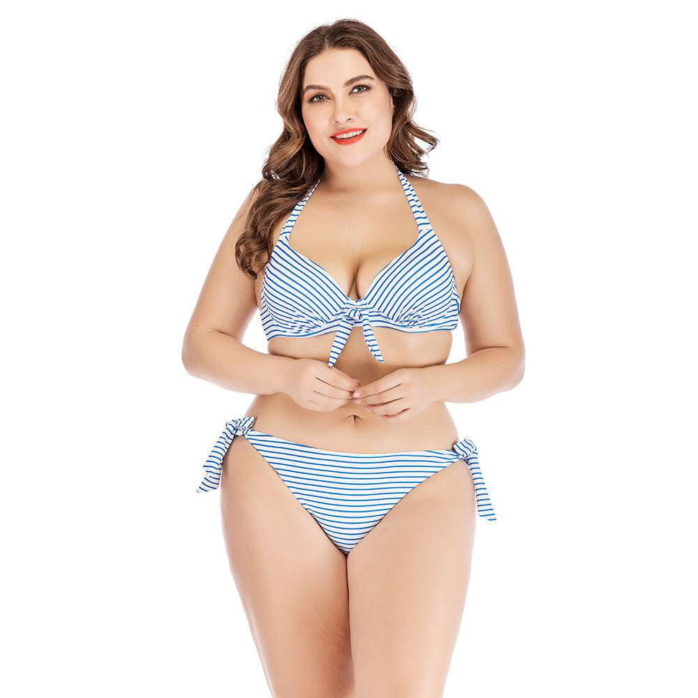 Plus Size Swimwear, Printed Large Bikini, Underwire Split Swimsuit - available at Sparq Mart