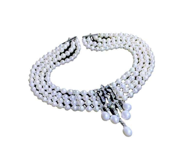 clavicle chains, Layered pearl necklace, trendy women's jewelry - available at Sparq Mart