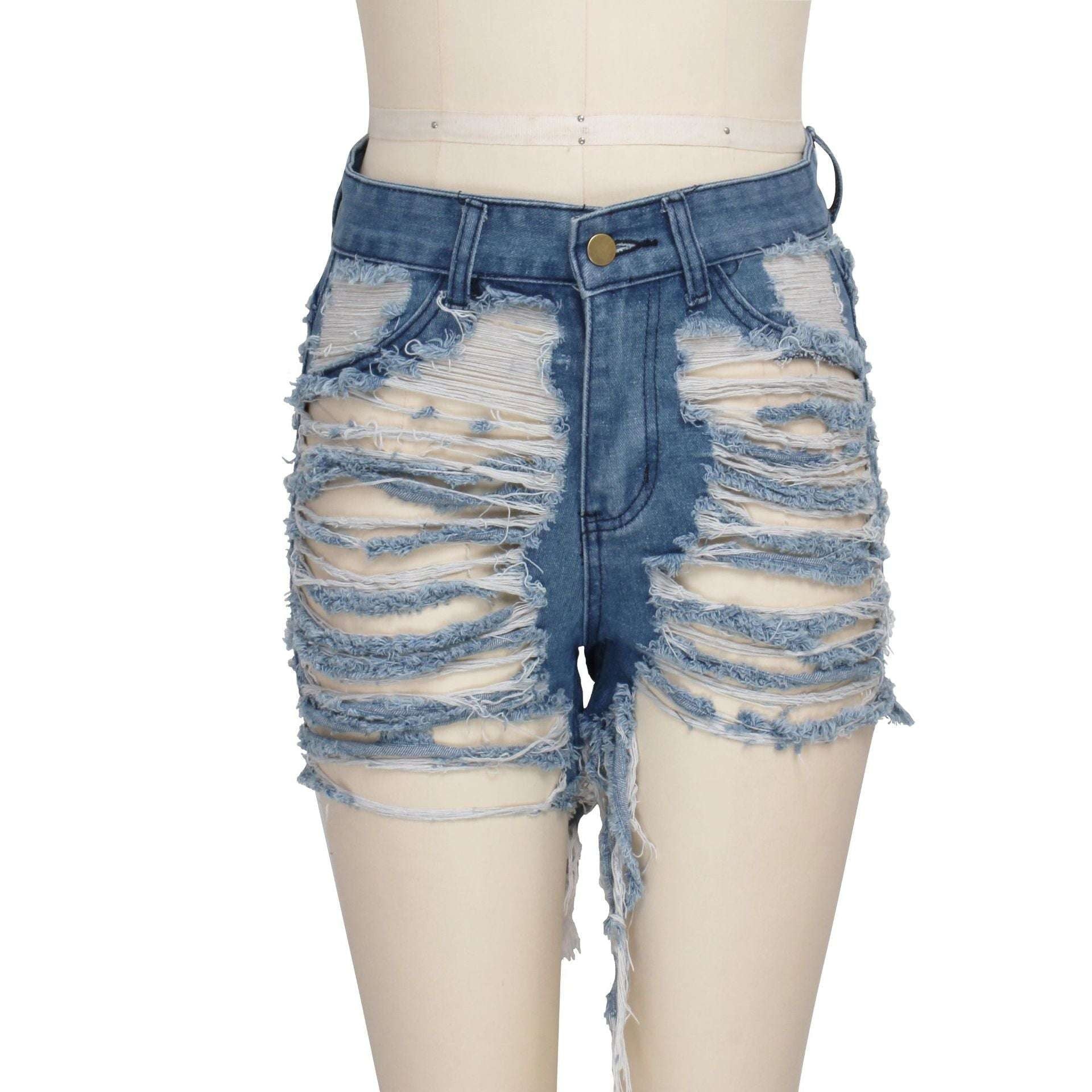 Light Wash Shorts, Mid Waist Shorts, Sexy Denim Shorts - available at Sparq Mart