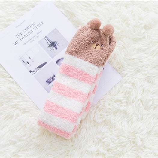 Comfy coral velvet socks, Striped female socks, Trendy long tube socks - available at Sparq Mart