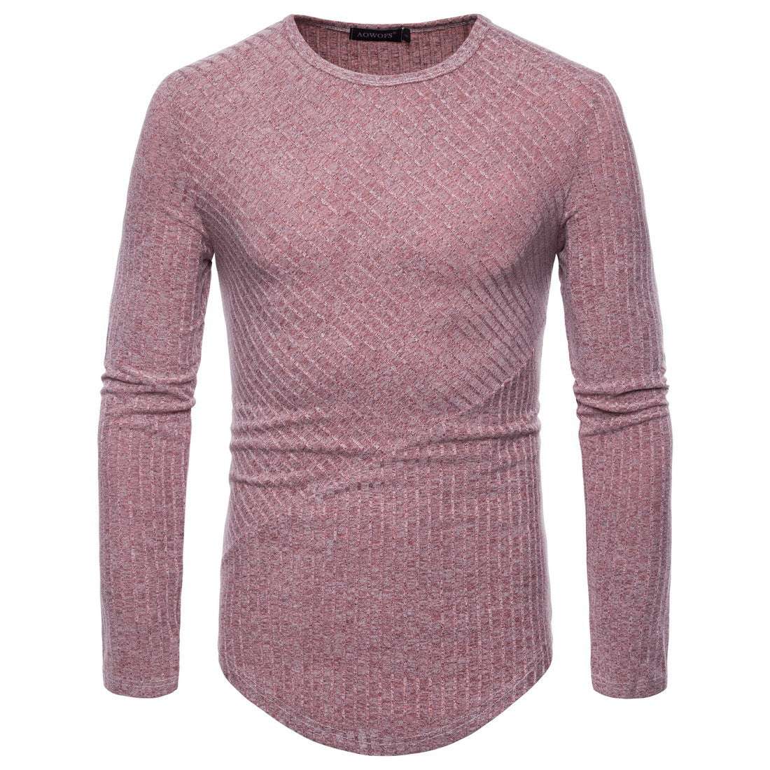 Knitted T-shirt, Long-sleeved Men's Top, Trendy Men's Top - available at Sparq Mart