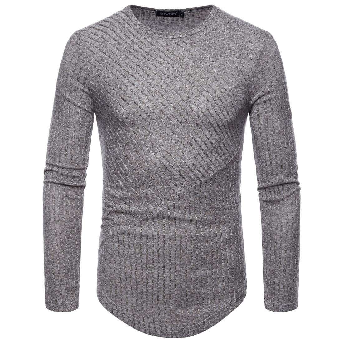 Knitted T-shirt, Long-sleeved Men's Top, Trendy Men's Top - available at Sparq Mart