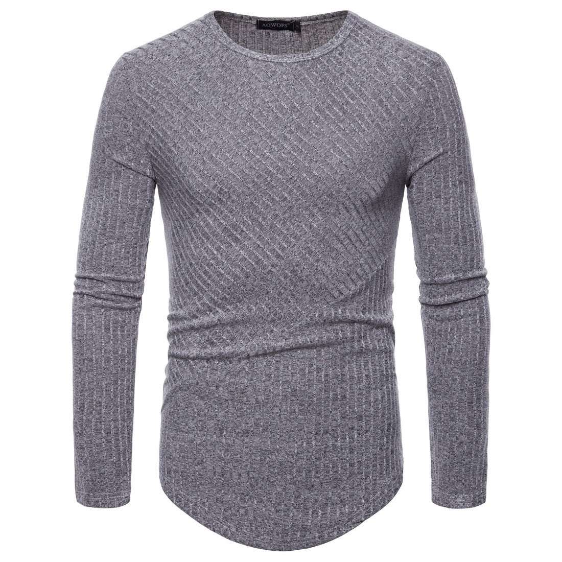 Knitted T-shirt, Long-sleeved Men's Top, Trendy Men's Top - available at Sparq Mart