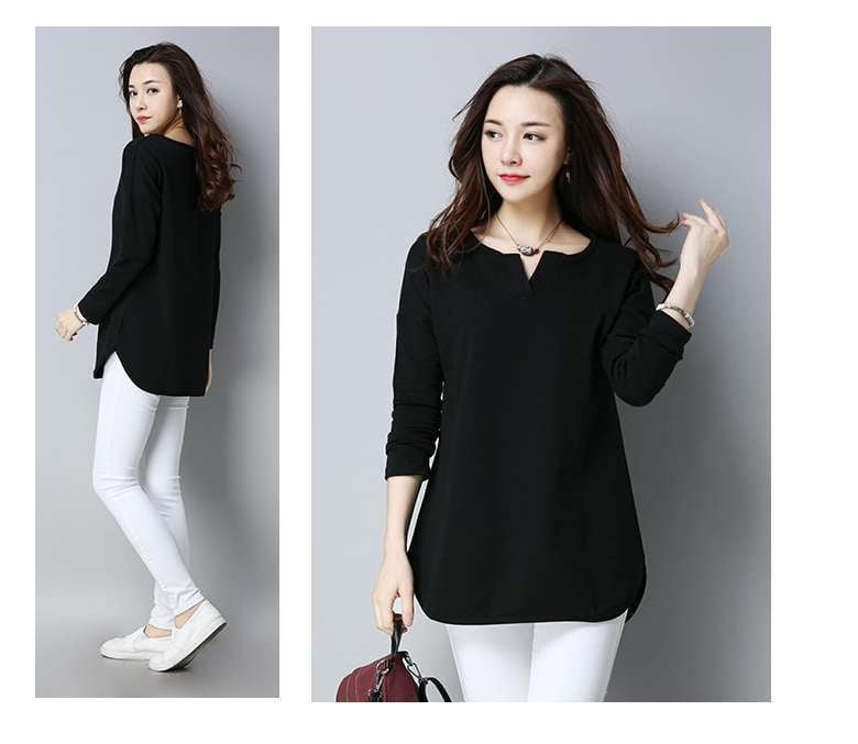 Fashionable Oversized Tees, Loose Long-Sleeve T-Shirt, Plus-Size Autumn Tops - available at Sparq Mart