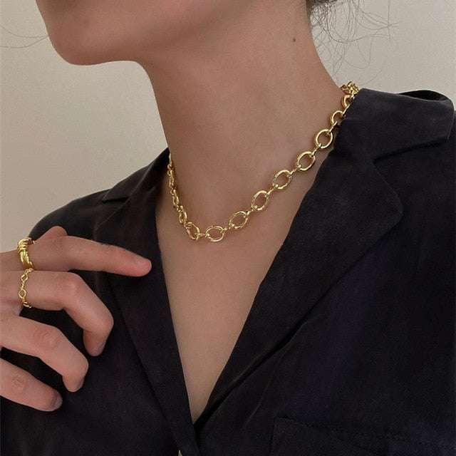 Clavicle Chain Necklace, Metallic Wind Necklace, Punk Chain Necklace - available at Sparq Mart
