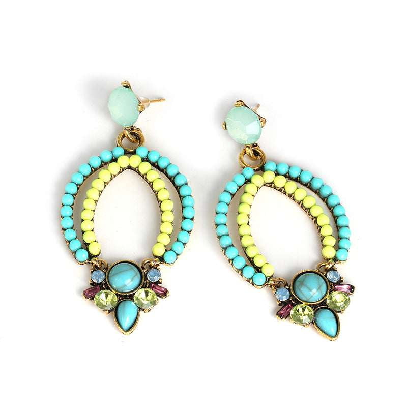 designer alloy earrings, geometric bead earrings, stylish beadwork jewelry - available at Sparq Mart