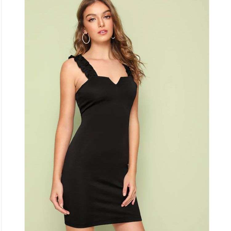 Chic Party Attire, Elegant Black Dress, Slim Suspender Dress - available at Sparq Mart