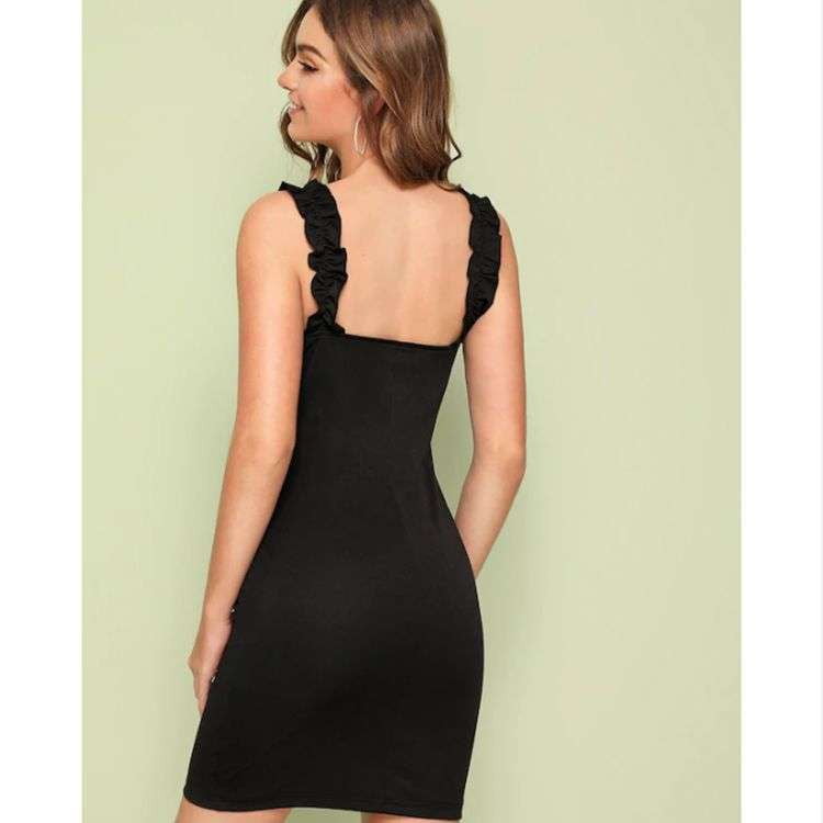 Chic Party Attire, Elegant Black Dress, Slim Suspender Dress - available at Sparq Mart