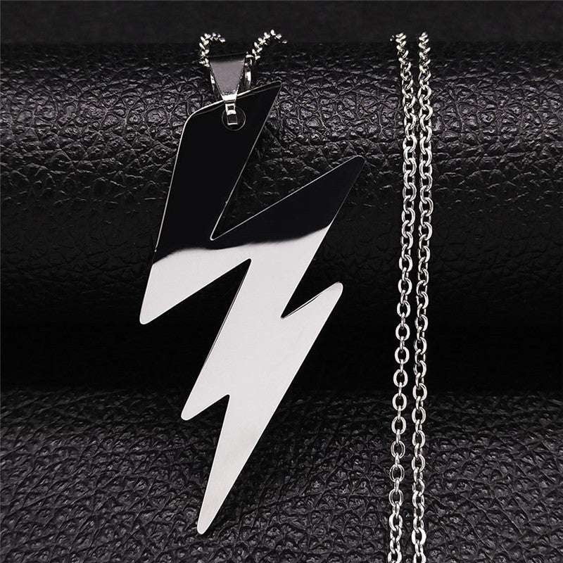 Men's Lightning Necklace, Punk Street Necklace, Titanium Steel Necklace - available at Sparq Mart