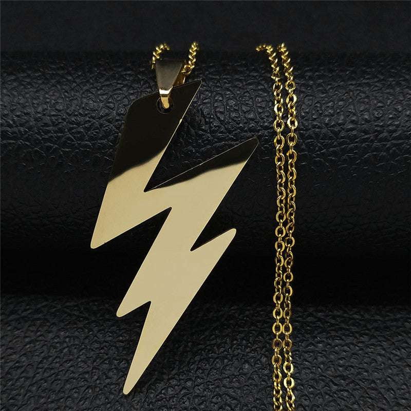 Men's Lightning Necklace, Punk Street Necklace, Titanium Steel Necklace - available at Sparq Mart
