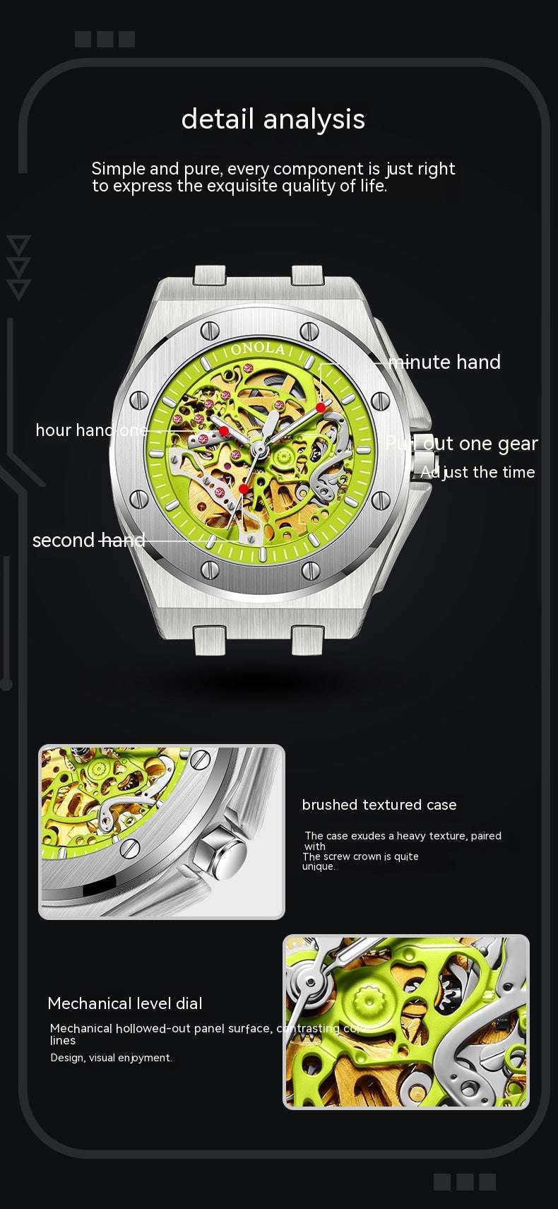Men's Automatic Watch, Silicone Band Watch, Waterproof Mechanical Watch - available at Sparq Mart
