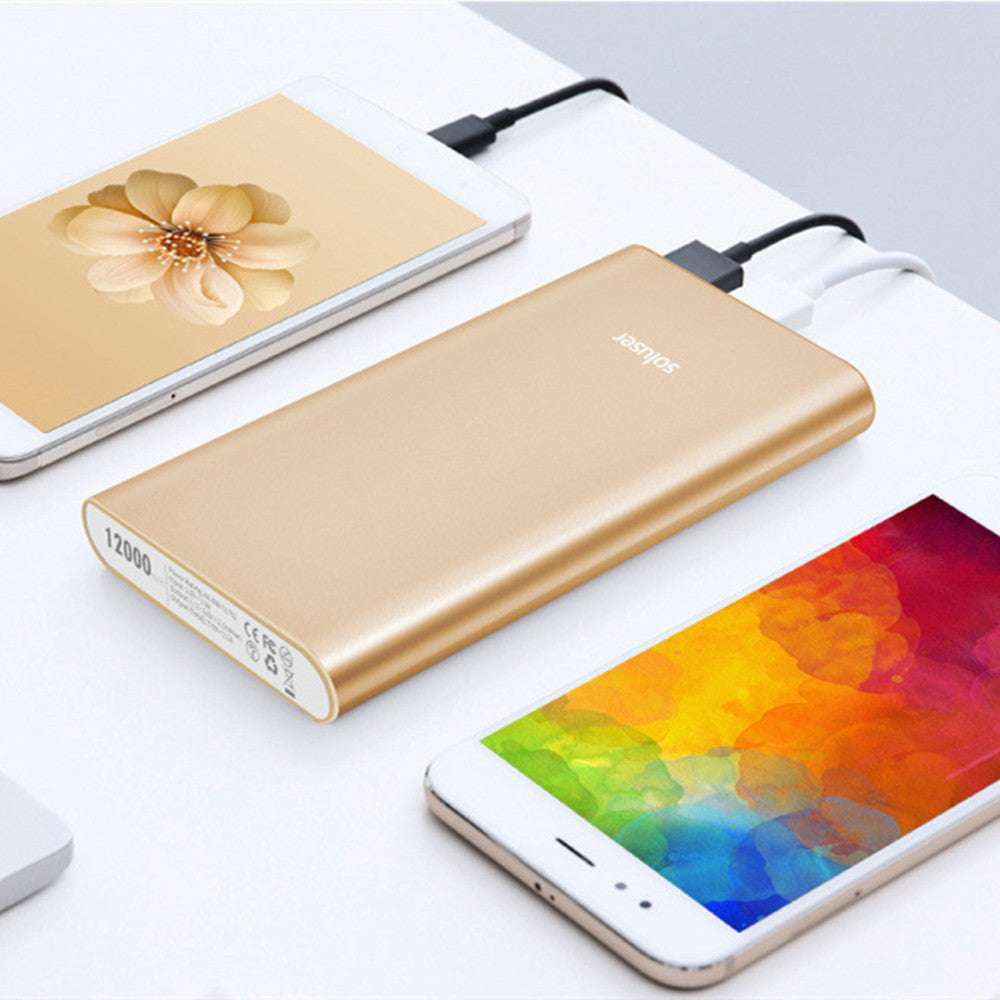 Durable Aluminum Battery, High-Capacity Power Bank, Portable Charger 12000mAh - available at Sparq Mart