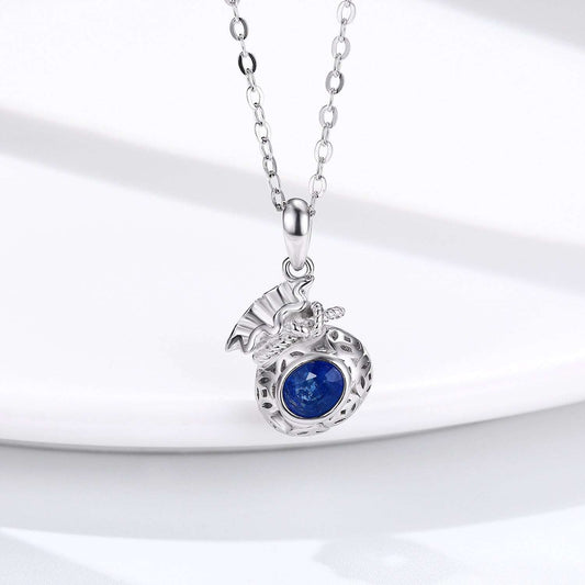 Blessing Bag Necklace, S925 Silver, Sapphire Pendant - available at Sparq Mart