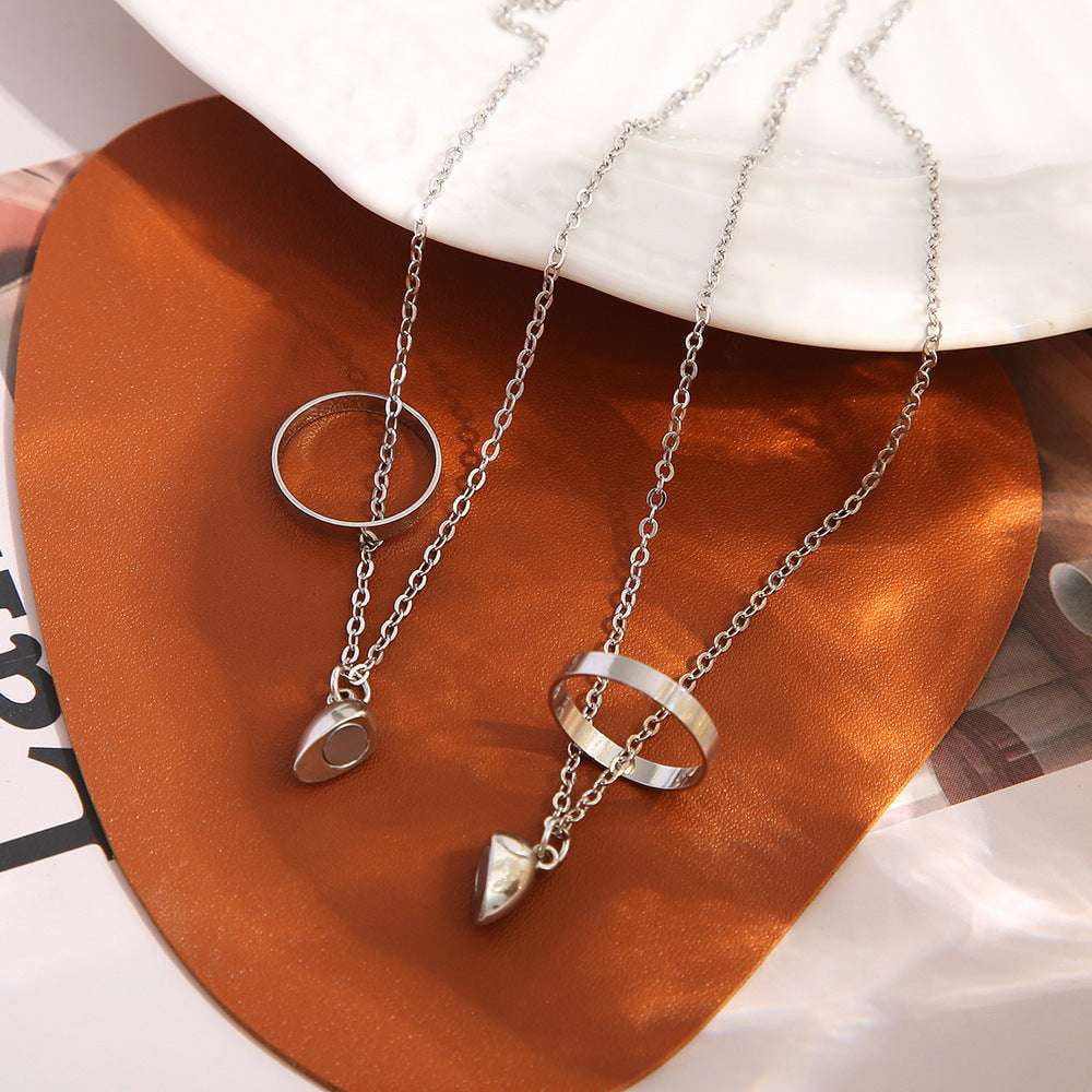 Couple Heart Necklace, Fashion Casual Necklace, Magnetic Love Pendant - available at Sparq Mart