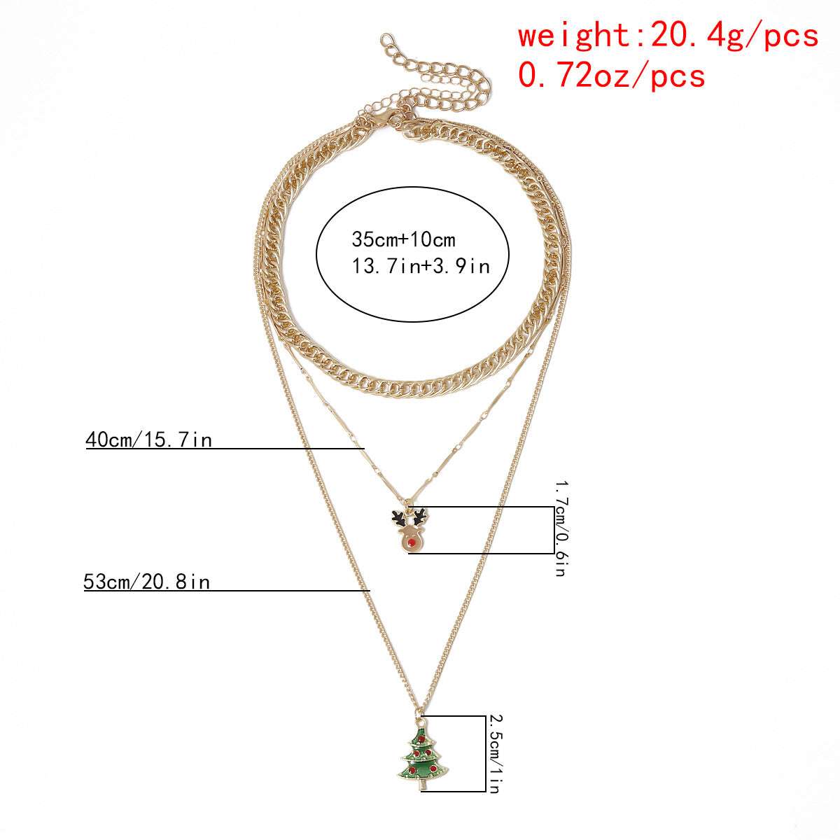 Elk Christmas Necklace, Gold Necklace, Painting Oil Necklace - available at Sparq Mart