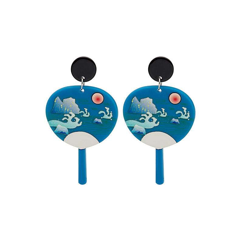 cute plastic earrings, fashion accessory trends, geometric fan earrings - available at Sparq Mart