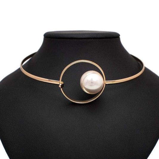 Elegant Pearl Pendant, Geometric Necklace Trend, Statement Pearl Necklace - available at Sparq Mart