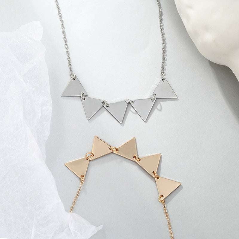 Elegant Temperament Jewelry, Geometric Triangle Necklace, Simple Splicing Necklace - available at Sparq Mart