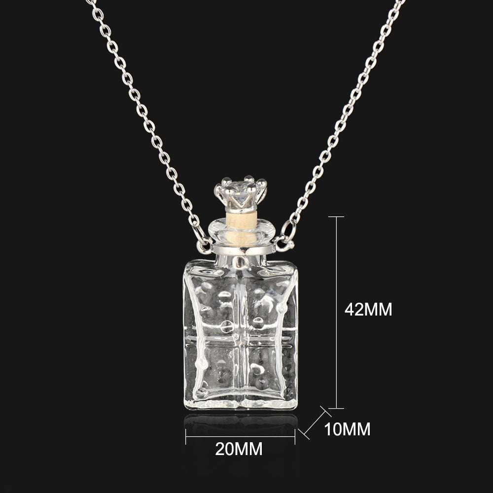 Glass Bottle Necklace, Transparent Necklace, Water Drop Necklace - available at Sparq Mart