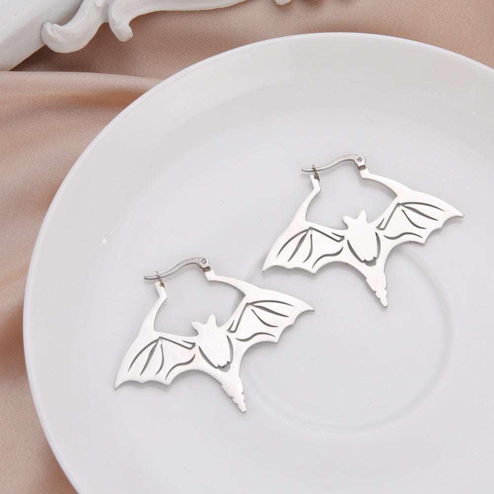 Gothic bat earrings, Steel bat jewelry, Titanium bat earrings - available at Sparq Mart