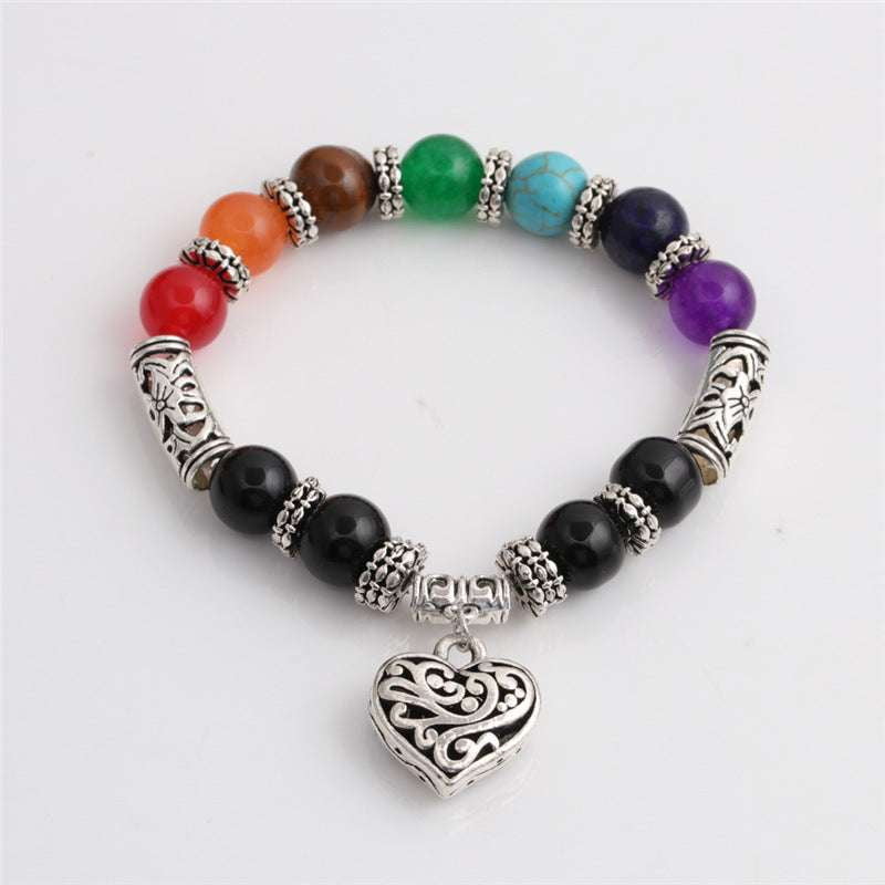 colorful beaded bracelet, heart bead bracelet, heart charm bracelet - available at Sparq Mart