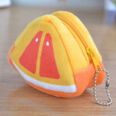 Fruit Coin Purse, Kids Plush Wallet, Triangular Key Strap - available at Sparq Mart