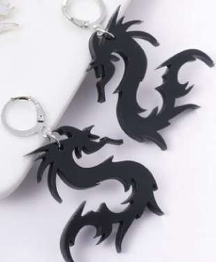 Punk Dragon Earrings, Silver Mirror Acrylic Earrings, Stylish Trendy Earrings - available at Sparq Mart