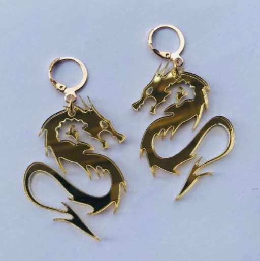 Punk Dragon Earrings, Silver Mirror Acrylic Earrings, Stylish Trendy Earrings - available at Sparq Mart