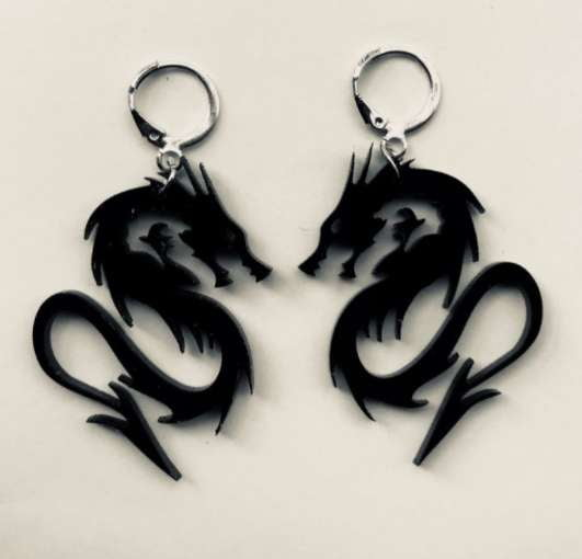 Punk Dragon Earrings, Silver Mirror Acrylic Earrings, Stylish Trendy Earrings - available at Sparq Mart