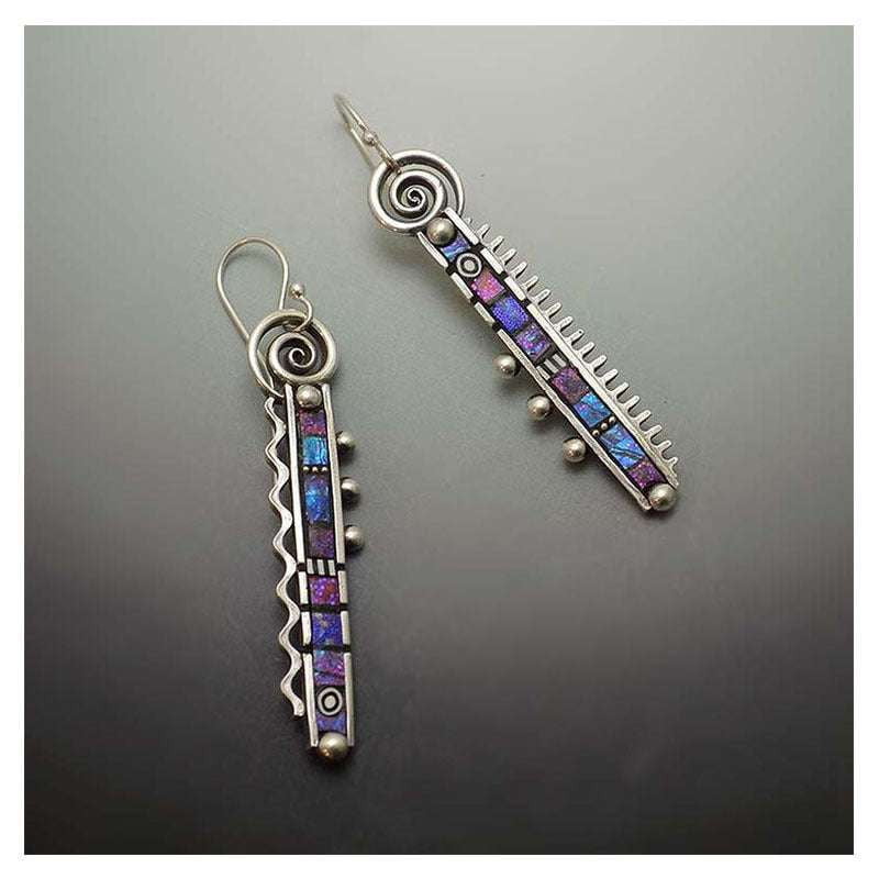 Abstract Creative Earrings, Rainbow Zigzag Earrings, Silver Tooth Earrings - available at Sparq Mart