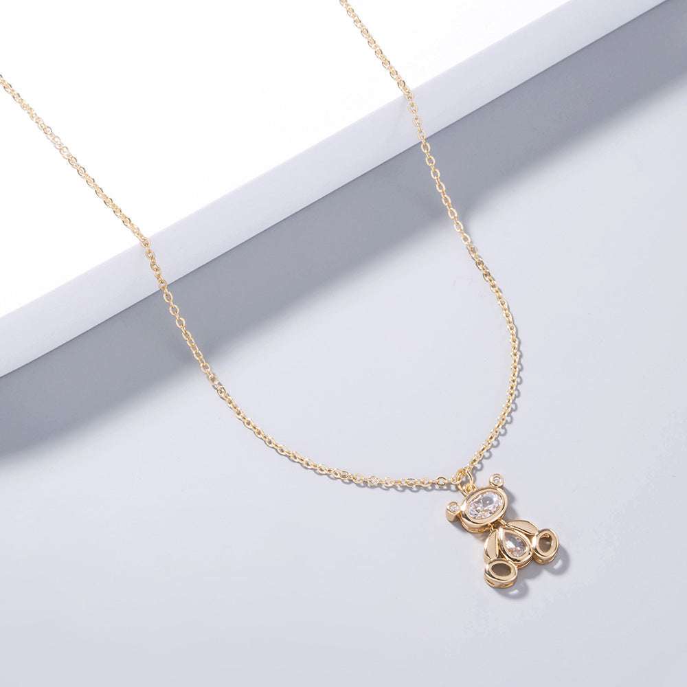 Cross-border Zircon Pendant, Cute Robot Bear Necklace - available at Sparq Mart