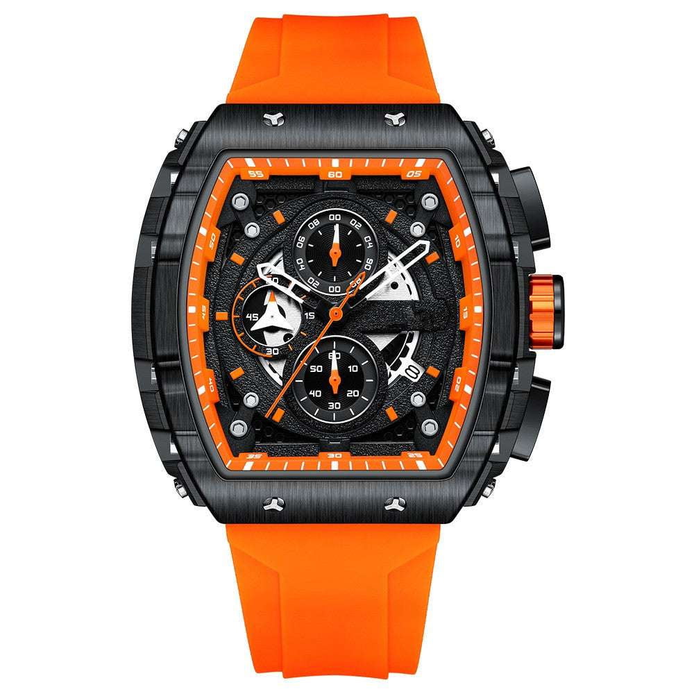 Men's Quartz Timepiece, Silicone Strap Watch, Sporty Barrel Watch - available at Sparq Mart