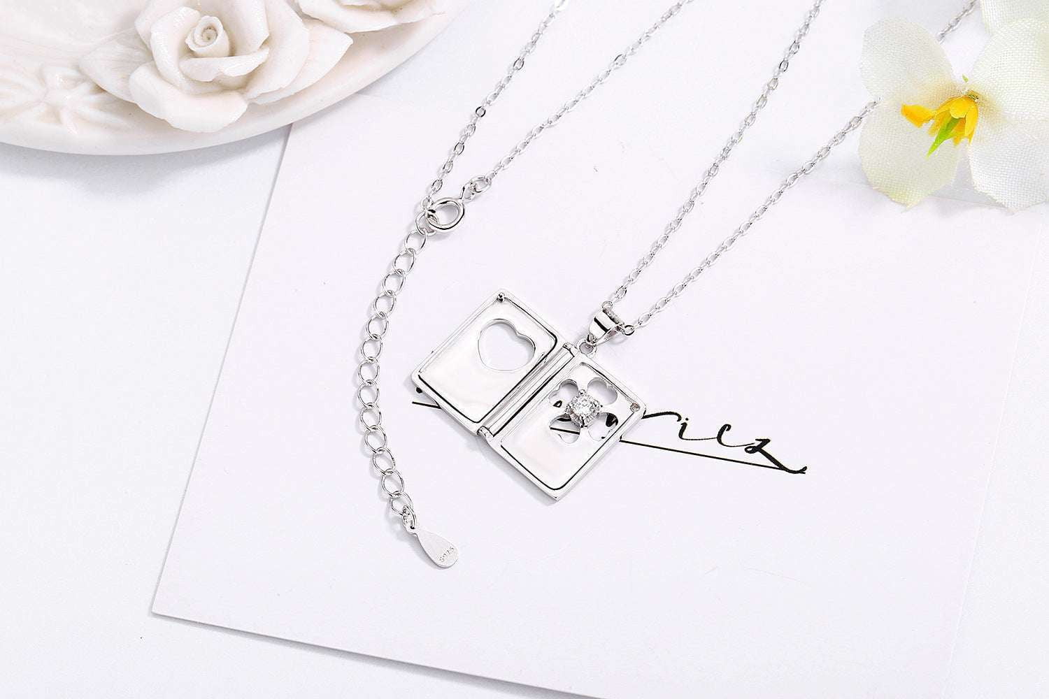 Creative Love Letter Necklace, Silver Necklace, Small Love Letter Jewelry - available at Sparq Mart