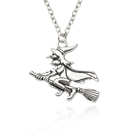 Riding A Broom, Unique Witch Jewelry, Witch Necklace - available at Sparq Mart