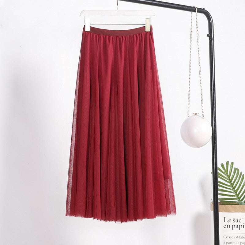 Elegant Midi Skirt, Pleated Mesh Skirt, Urban Casual Skirt - available at Sparq Mart