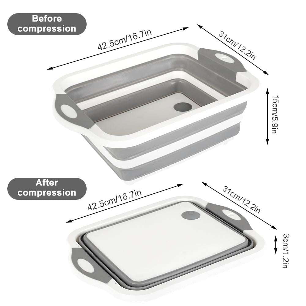 Folding Cutting Board Sink, Kitchen Space-Saving Basket, Multifunctional Draining Board - available at Sparq Mart