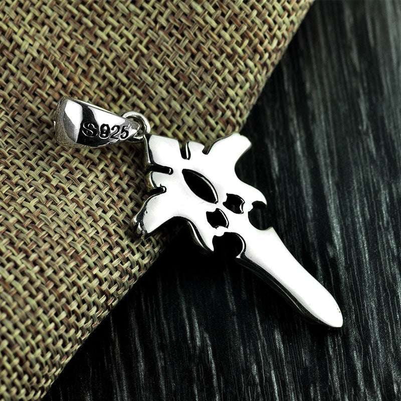 Men's Silver Necklace, S925 Personality Jewelry, Vintage Cross Pendant - available at Sparq Mart