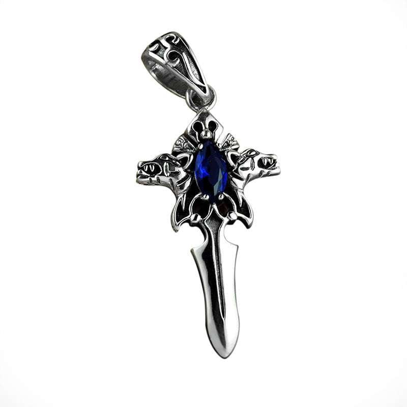 Men's Silver Necklace, S925 Personality Jewelry, Vintage Cross Pendant - available at Sparq Mart