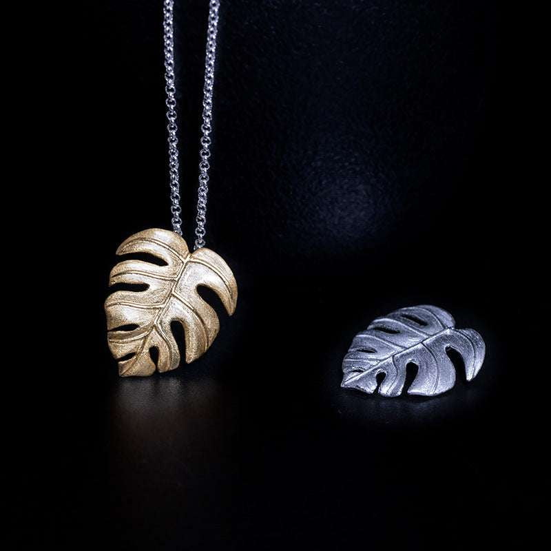 Elegant Silver Jewelry, Silver Leaf Pendant, Sterling Monstera Necklace - available at Sparq Mart