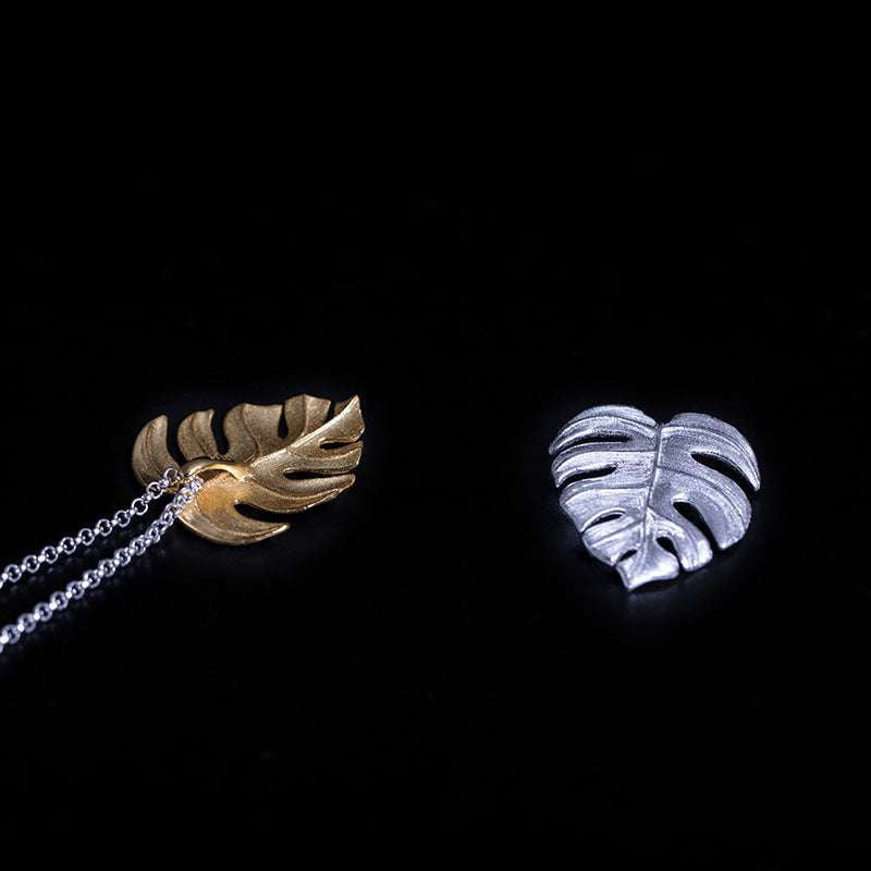 Elegant Silver Jewelry, Silver Leaf Pendant, Sterling Monstera Necklace - available at Sparq Mart