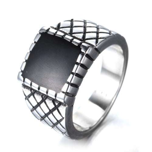 European And American Stainless Steel Ring, Men's Jewelry Collection, Vintage Oil Drip Titanium Steel Ring - available at Sparq Mart